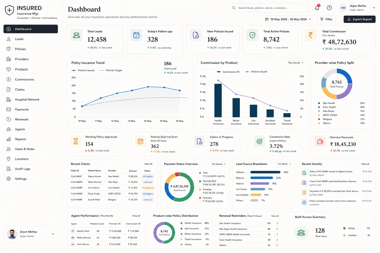 Insurance Agent CRM project preview